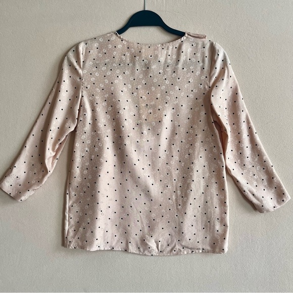 Sezane NEW Quitterie Silk 3/4 Sleeves Blouse in Nude Black Polka Dots in 33/2US - Picture 11 of 16